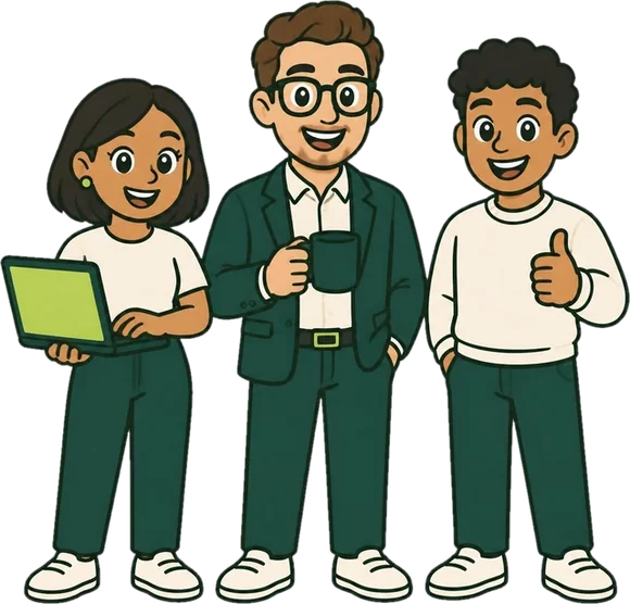 Three smiling coworkers